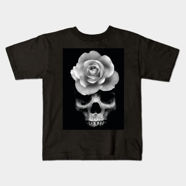 Skull & Rose Kids T-Shirt by Lazrartist